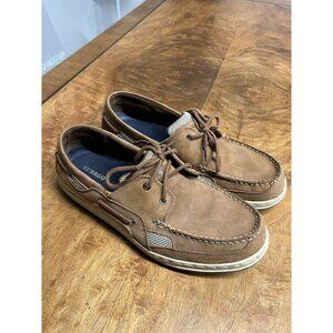 Sebago Men’s 13 Docksides Boat Shoes Brown Gold Leather Loafers Casual